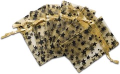 100-Pack 4×6 Sheer Organza Drawstring Gift Bags (Medium) – Metallic Stars (Go…