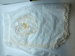 VTG 1950’s Set Of 2 Wedding Or Server Aprons Lace White And Apricot Colors MCM