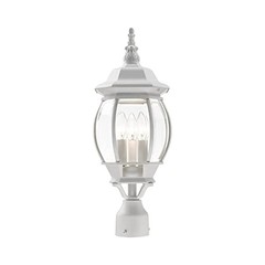 Lighting 7526-13 Post Top Light Fixture, White | Clear Beveled Glass Shades