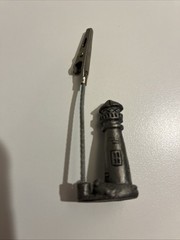 Small Mini Pewter Lighthouse Clip Place Card Holder Photo Holder 3.5 in