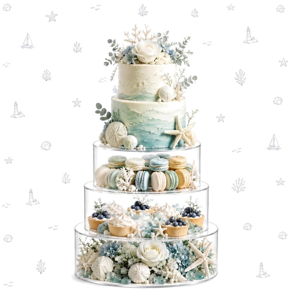 Clear Fillable Cake Stand Set for Parties, 3 Sizes