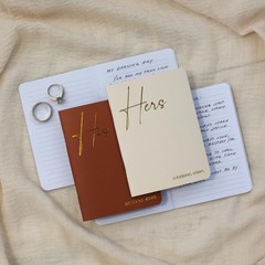Terracotta Beige Wedding Vow Books Gold Foil His and Hers Set
