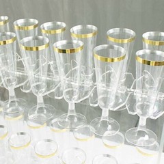 20 Clear 3 in Acrylic GLASS HOLDER Hooks Champagne Flute Stand Party Events Home