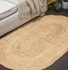 Chardin home Oval Braided Natural Fiber Jute Rug – 3×5 ft, Handcrafted Boh