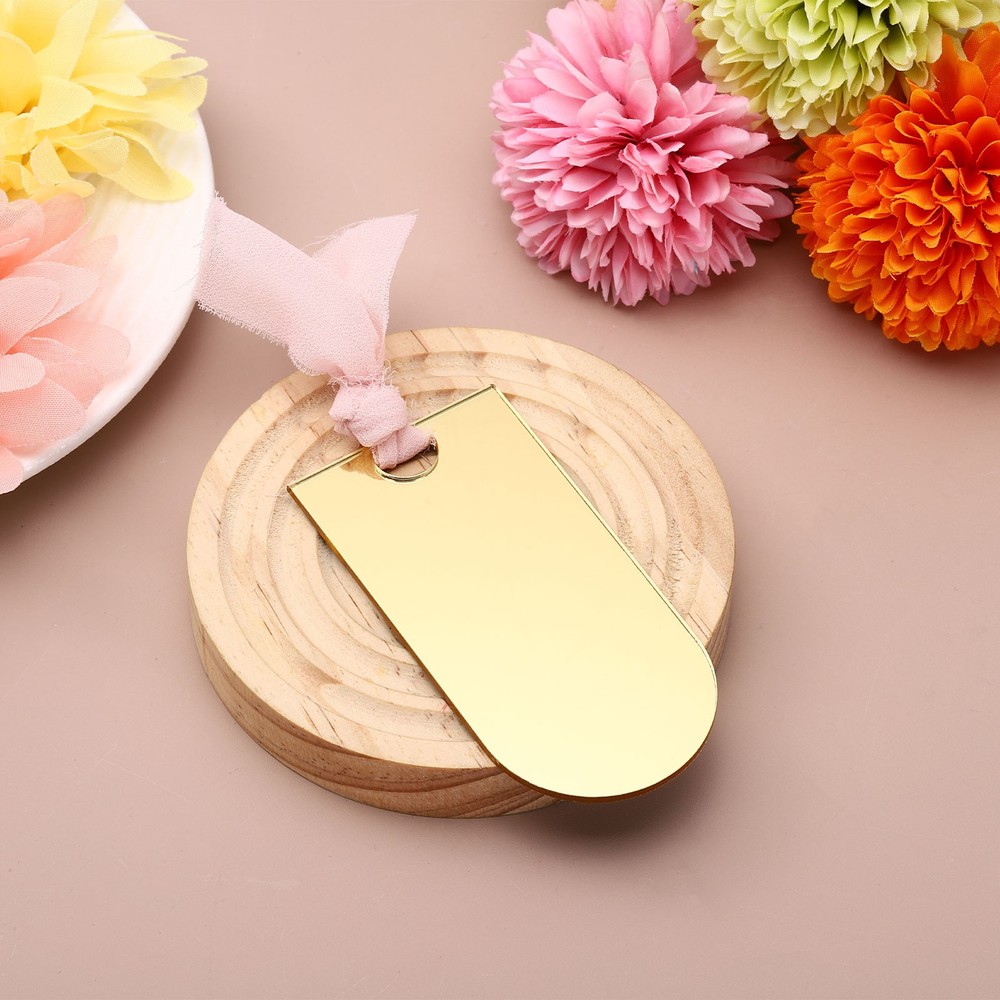 10Pcs 3.54 x 1.77 Inch Arched Acrylic Name Cards, Mirror Gold