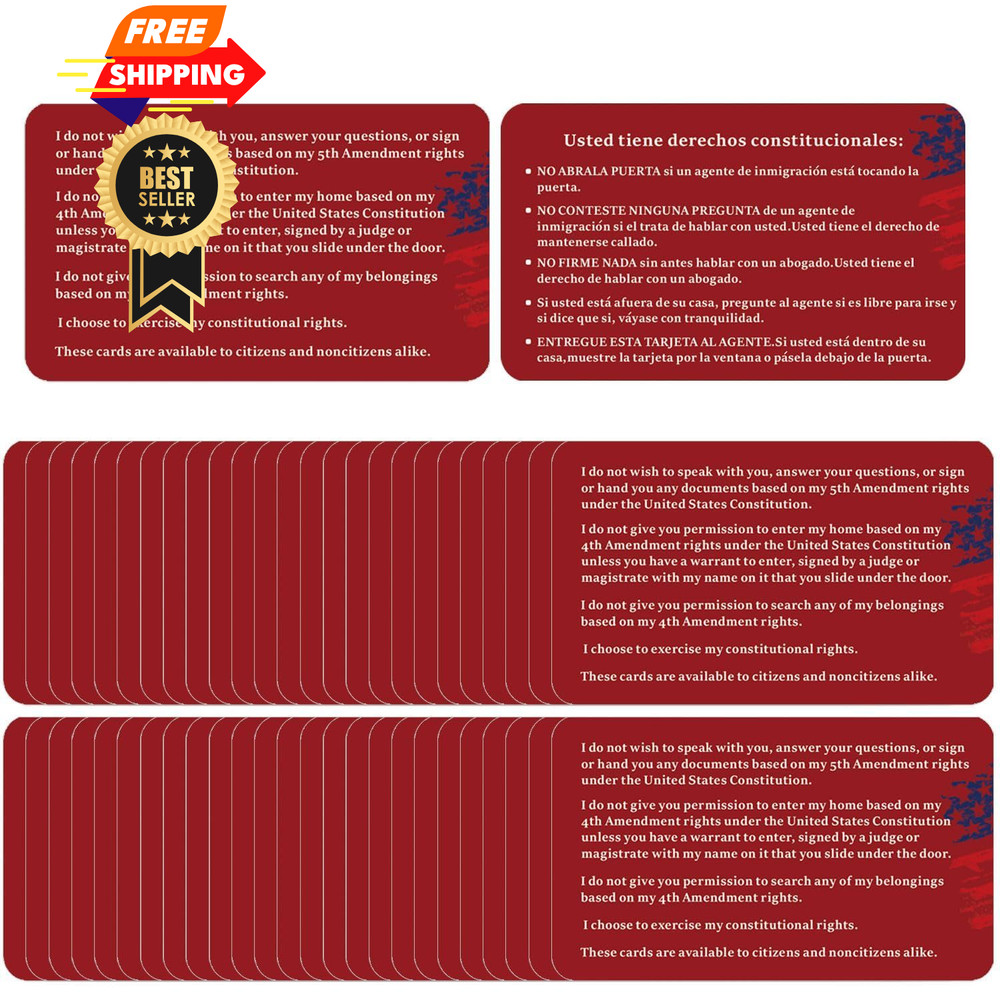 10 PCS Know Your Rights Immigration Red Card – English Spanish 10 PCS, red
