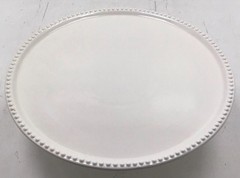 Transpac Hobnail Off-White Round Dolomite Pedestal Cake Stand – Small Defect
