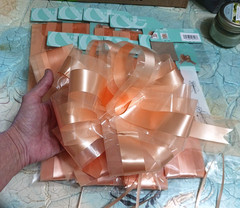 Peach Pew Bows with tulle. 16 Large Wedding Pew Bows Wedding Aisle Decorations