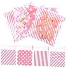 200 Pcs Cookie Bags, 4 x 4 in Self Sealing Cellophane Treat Bags Plastic Pink