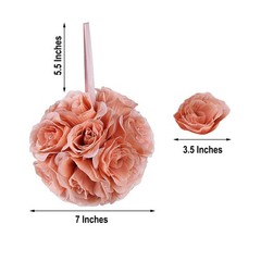 2 DUSTY ROSE 7″ Silk Roses Flowers Kissing Balls Wedding Events Centerpieces