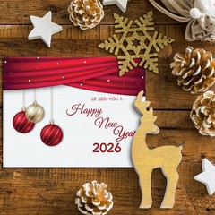 2025 Happy New Year – A7 Holiday Greetings Cards & Envelopes – Set of 25