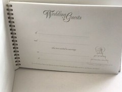 Wedding Guestbook , Red Rose Flowers of Love Shaped Heart, on Musical Drop