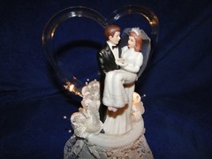 New Lighted Wedding Cake topper with Bride & Groom Over the Threshold