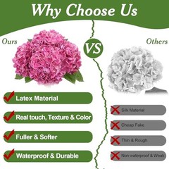 4 Pcs Artificial Hydrangea Silk Flowers with Stems, 19.7″ Faux Rose Pink