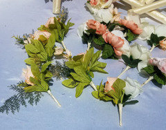 Wedding bouquet- set peach blush Ivory flowers 20 pieces