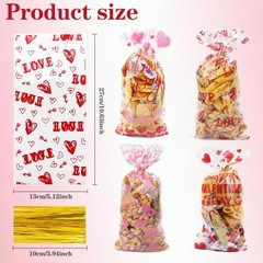 98 Pcs Valentines Treat Bags,Valentines Cellophane Goodie Bags,9 Styles 1