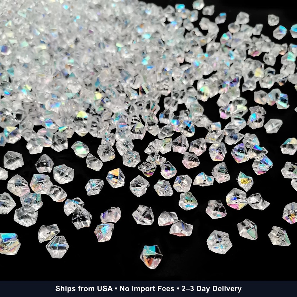 Iridescent Vase Filler, 1400 PCS 6 * 9 mm Acrylic Ice Cubes Acrylic Gem Plastic