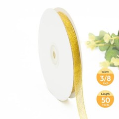 3/8 inch x 50 Yards Glitter Gold Ribbon, Sparkly 3/8″ x 50 Yards Golden