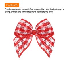 80Pcs Mini Gingham Ribbon Bow 1″ Checkered Ribbon Bows DIY Red and White