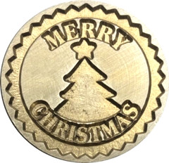 Merry Christmas Tree & Star – 1″ diameter Wax Seal Stamp (engraved head)