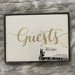 Studio His & Hers White Guest Book Gold Letters 8X5.75in 50 Pages Bridal Wedding