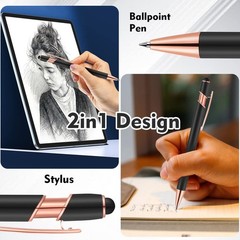 12 PCS 2 in 1 Stylus Ballpoint Pen with Stylus Tip, 1.0 mm Black Ink Metal Pe…