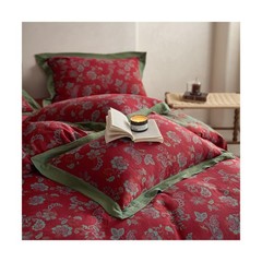 MKXI Red Floral Queen Duvet Cover Set Cotton Guaze Textured Shabby Chic Flowe…