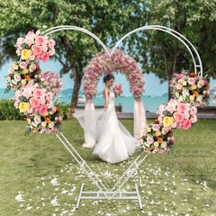Metal Heart Shaped Wedding Arch Backdrop Stand White for Wedding Ceremony Decor