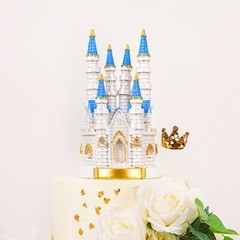 8.5″ White and Blue Princess Castle CAKE TOPPER Baby Shower Party Decorations