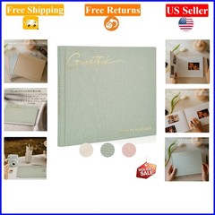Elegant Sage Wedding Guest Book, 50 Pages, Linen Cover, 9×7 inches