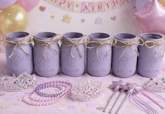 Set of 6 chalk purple painted distressed mason jar vases…mix & match colors!
