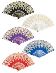 EOSAU Handheld Chinese Folding Fan Hand Fans for Women 5 Mixed Colors