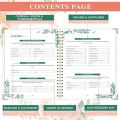 Floral Wedding Planner Book with Organizer, 5 Tabs, Hardcover, 9″ X 11.9