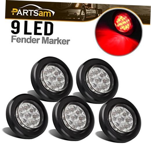 5x 2″ LED Marker Light Cab Panel Light 9 Diodes Sealed Round Clear/Red w