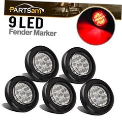 5x 2″ LED Marker Light Cab Panel Light 9 Diodes Sealed Round Clear/Red w