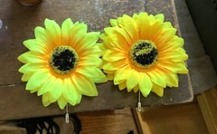 set of 2 sunflower stick pin boutonnières