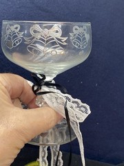 Bride & Groom Wedding Toast Laced Goblets With Wedding Bells AvaC1