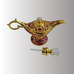 CECKQUE Pretty God’s lamp Vintage Perfume Bottles Empty 0.5 Ounces, Gold/Red