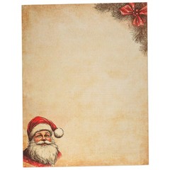 Vintage Santa Christmas Stationary Paper 8.5 x 11-60 Sheets Holiday Beige