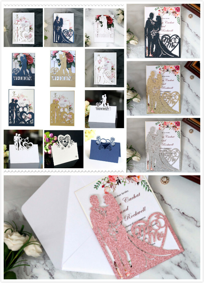 10pcs Laser Cut Wedding Invitation Card Engagement Name Place Card Table Number