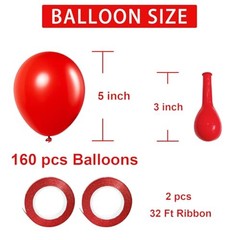 Balloons Birthday Decorations 160 Pack Round Latex Balloons for 5 inch Red