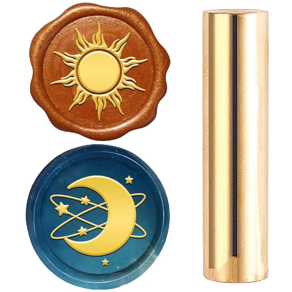 CRASPIRE 2 Sides Pattern Wax Seal Stamp 15mm Mini Moon and Sun Star Magic Soi…