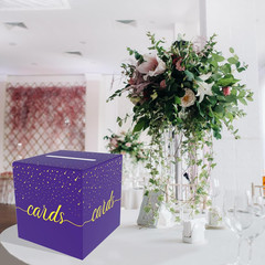 Purple Card Box, Wedding Party Card Storage Box, Used for Birthday, Baby or Brid