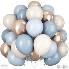 Dusty Blue and Gold Balloons, 60 PCS 12 Inch Sand White Slate Blue Fog Pastel