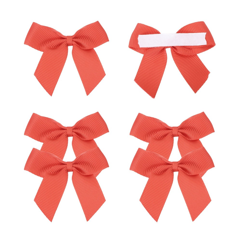 6Pcs Mini Grosgrain Ribbon Bow 2″ Self Adhesive Flower Bows Red