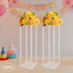 Acrylic Vase Set Wedding Flower Stands 10 Pieces 23.6 Inch Tall Clear Plastic