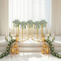 5Pcs Metal Flower Stands Wedding Flower Stand Rectangular Flower Display Rack