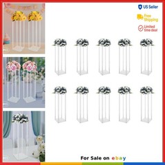 Acrylic Vase Set Wedding Flower Stands 10 Pieces 23.6 Inch Tall Clear Plastic