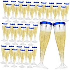 Jingmore Pcs Plastic Champagne Flutes 4.5 oz Clear Disposable Wine 36 Blue