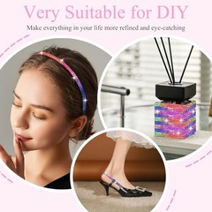 2 Rolls Shiny Rhinestone Ribbon Self Adhesive,Rainbow Color Rhinestone Tape 1